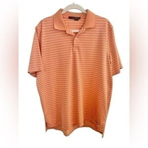 Ralph Lauren RLX Shirt Golf Polo Mens L Short Sleeve Embroided Logo Orange White